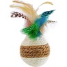 JOUET CHAT : 2 BALLES SISAL AVEC PLUMES