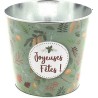 !!!!! C POT "JOYEUSES FETES" VERT D13.5 H12 CM