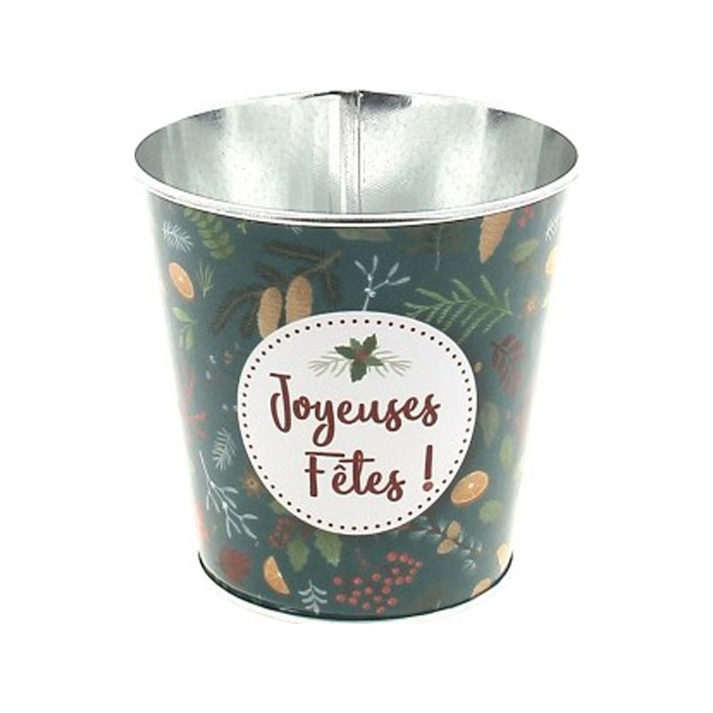 C POT "JOYEUSES FETES" TURQUOISE D11 H11 CM