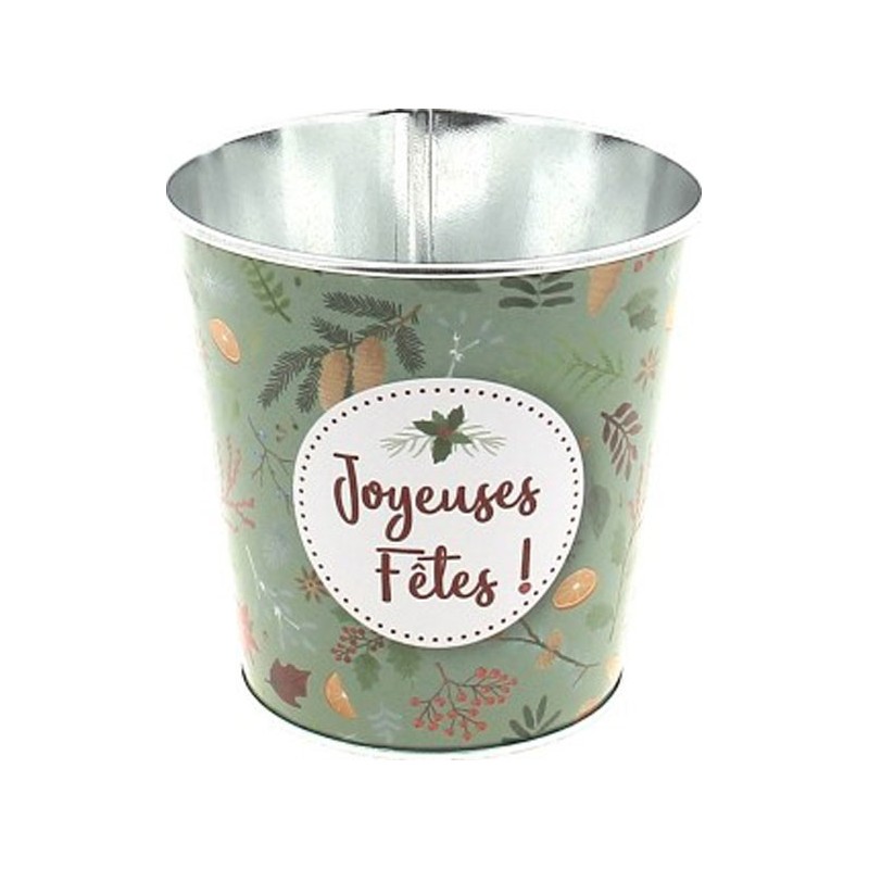 C POT "JOYEUSES FETES" VERT D11 H11 CM
