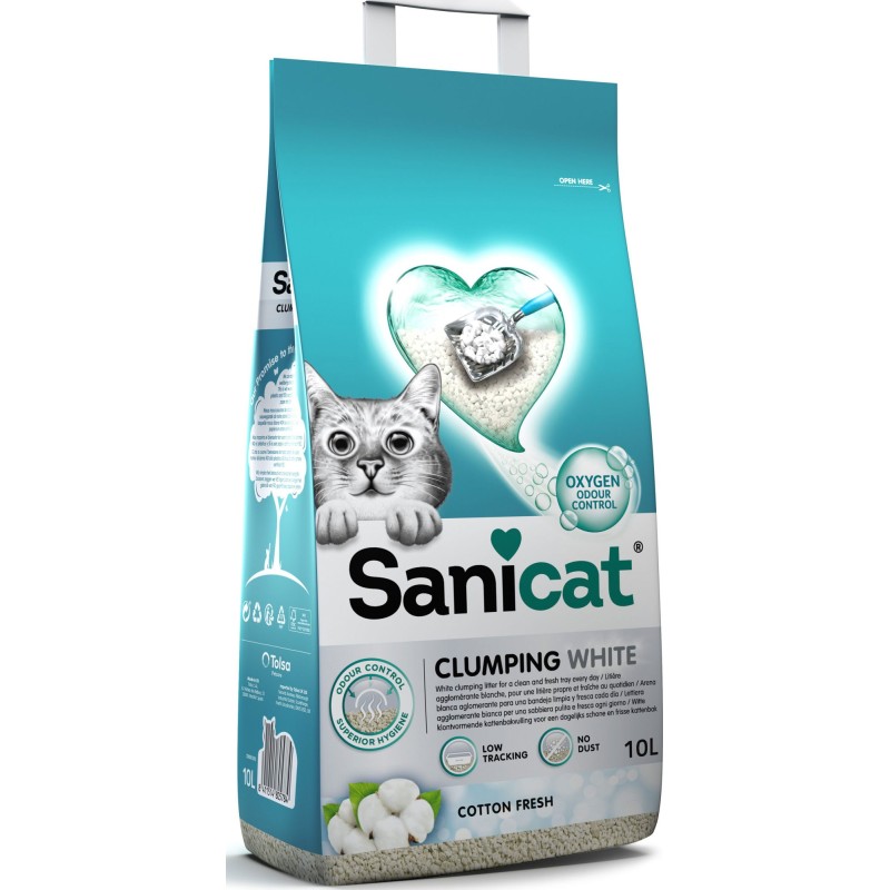 SANICAT CLUMPING WHITE + PARFUM COTON FRAIS 10L