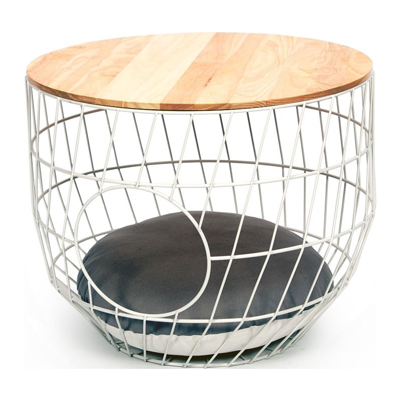 Wired Basket - Cat Table - Julia - White - 50x50x40cm    !!!!!!!2colis 1carton +1table