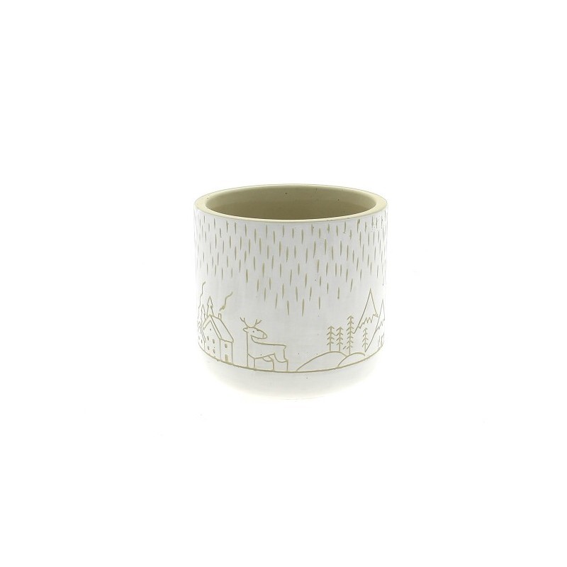 C.POT PAYSAGE BLANC D14 H13 CM NOEL