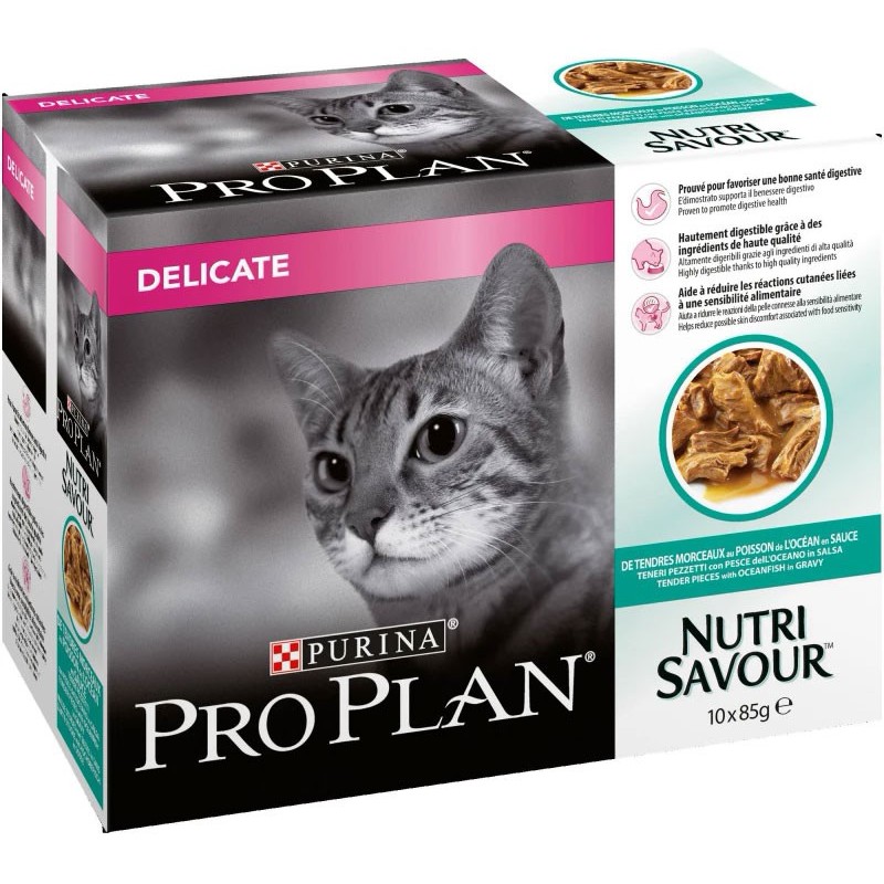 PROPLAN NUTRISAVOUR DELICATE SAUCE POISSON OCEAN (10 x 85gr)**