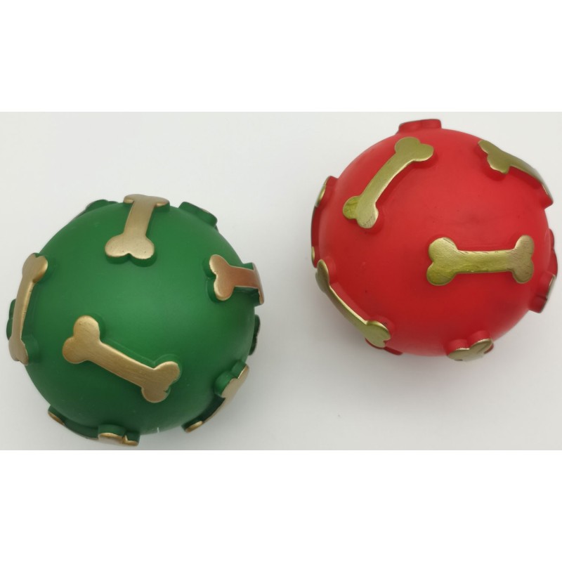 JOUET BALLE VINYLE NOEL 7,5cm 2 couleurs assortis**