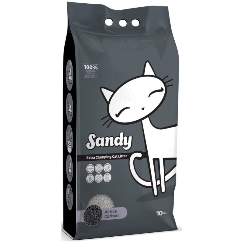 SANDY litiere CLUMPING ACTIVE CARBON 10 KG