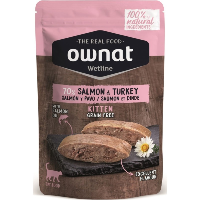 OWNAT WETLINE KITTEN SALMON & TURKEY (CAT) 12 X 85G uc1