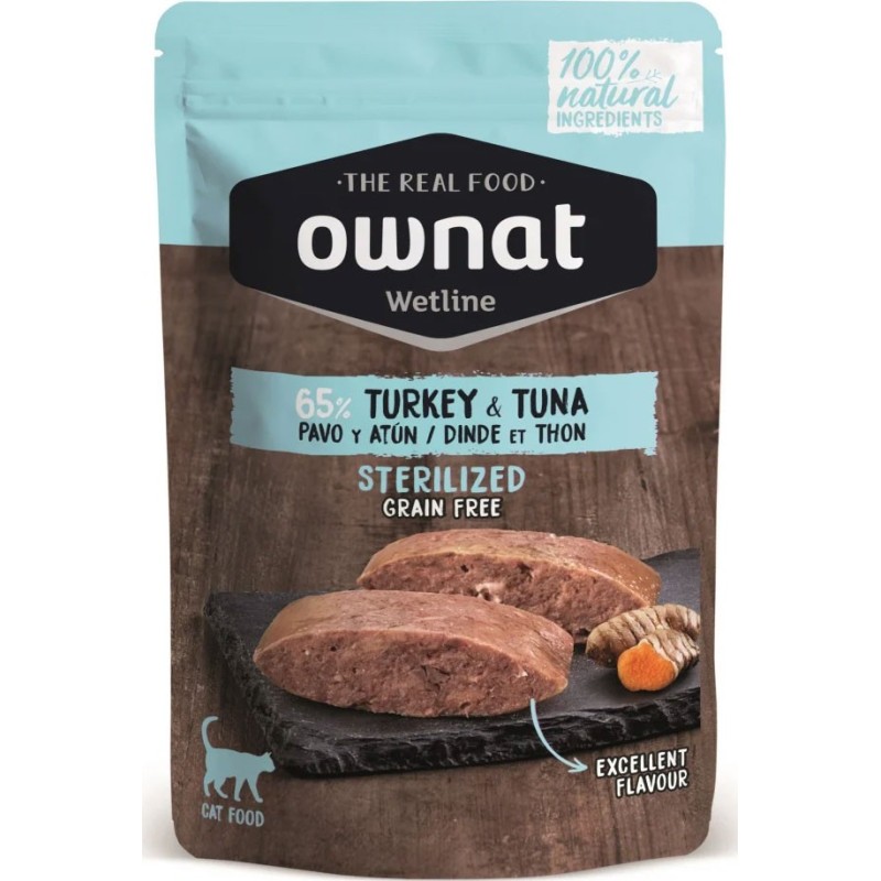 OWNAT WETLINE STERILIZED TURKEY & TUNA (CAT) 12 X 85G uc1
