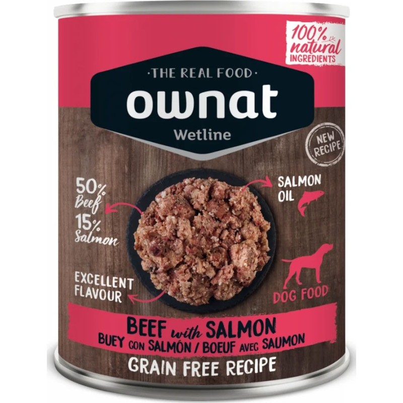 OWNAT WETLINE BEEF AND SALMON (DOG) 12 X 395G uc1
