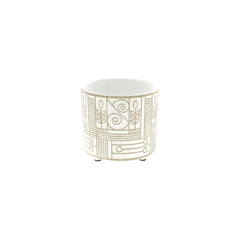 C. POT HIEROGLYPH BLANC D12 H11.5 CM
