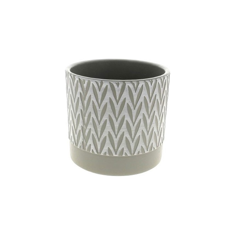 C.POT DROIT EPI TAUPE D14 H13CM