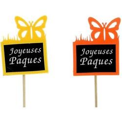 PICK JOYEUSES PAQUES - ASST 2 COULEURS 7.5*5.5CM