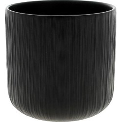 C. POT NOIR STRIÉ D15.5 H14.5 CM