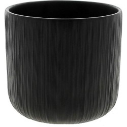 C. POT NOIR STRIÉ D11.5 H11 CM
