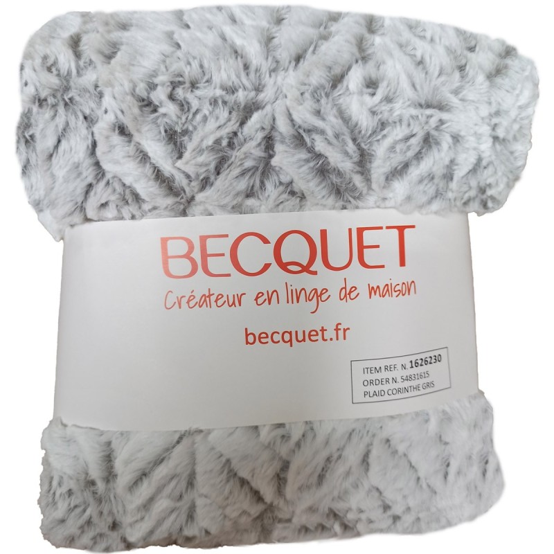 PLAID CORINTHE GRIS 150x120cm becquet***