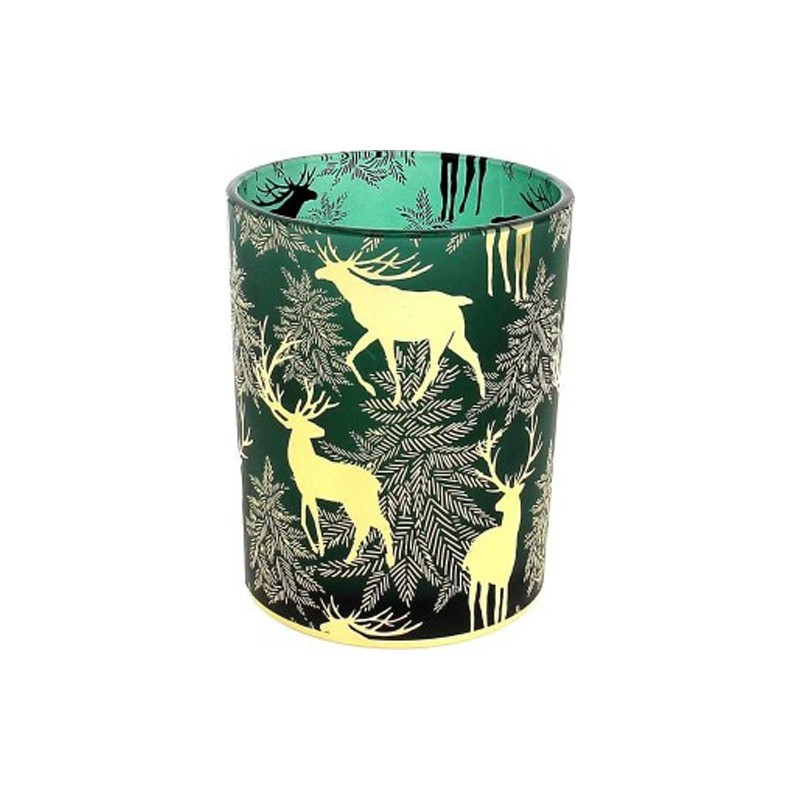 VERRERIE RENNE D10 H12.5CM VERT