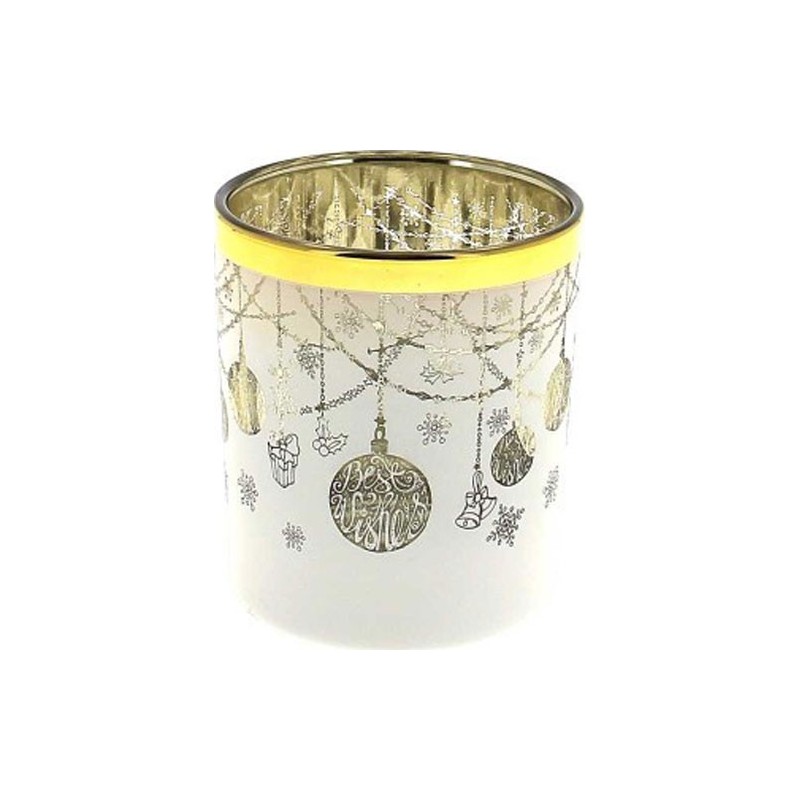 VERRERIE NOEL D8.8 H10CM BLANC