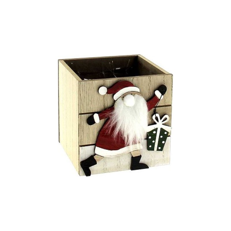 CARRE BOIS 10*10.3 H10CM PERE NOEL