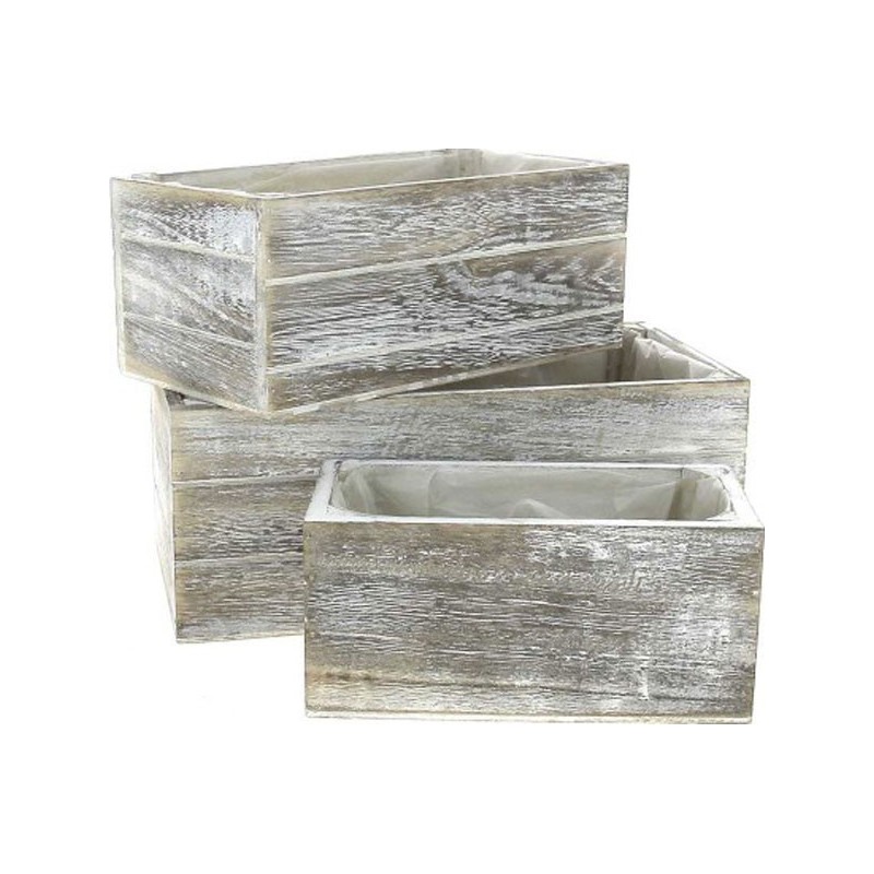 JARDI BOIS S/3 L:30*16H12 M:25*13H11 S:20*10H10 BLANCHI