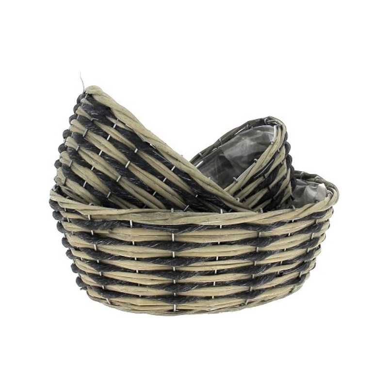 VANNERIE OVALE S/3 S:21*12H8 M:26*19H10 L:31*24H12 NATUREL/GRIS