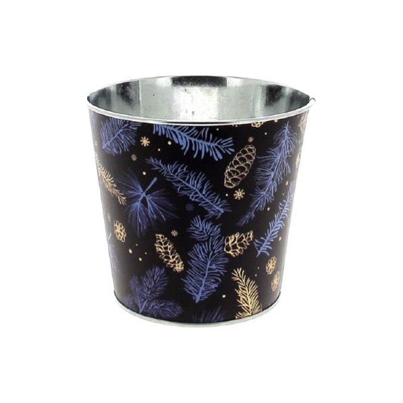 C.POT PIN D13.5 H12CM BLEU  NOEL