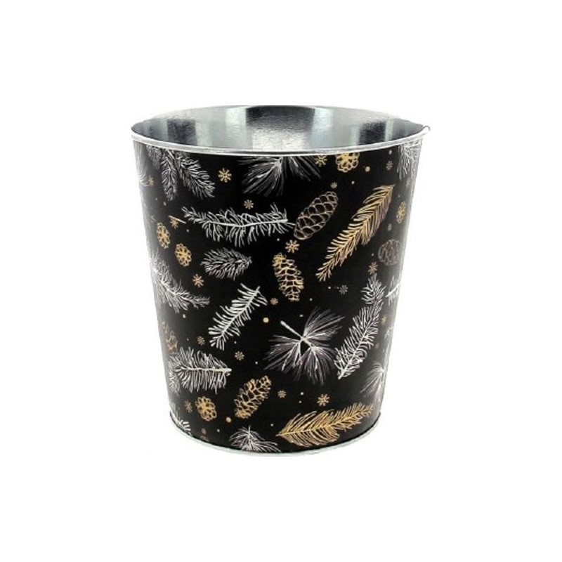 C.POT PIN D13.5 H12CM NOIR  NOEL