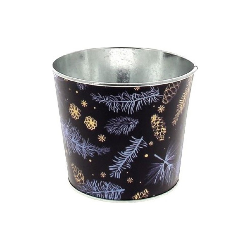 C.POT PIN D11.5 H9.5CM BLEU  NOEL