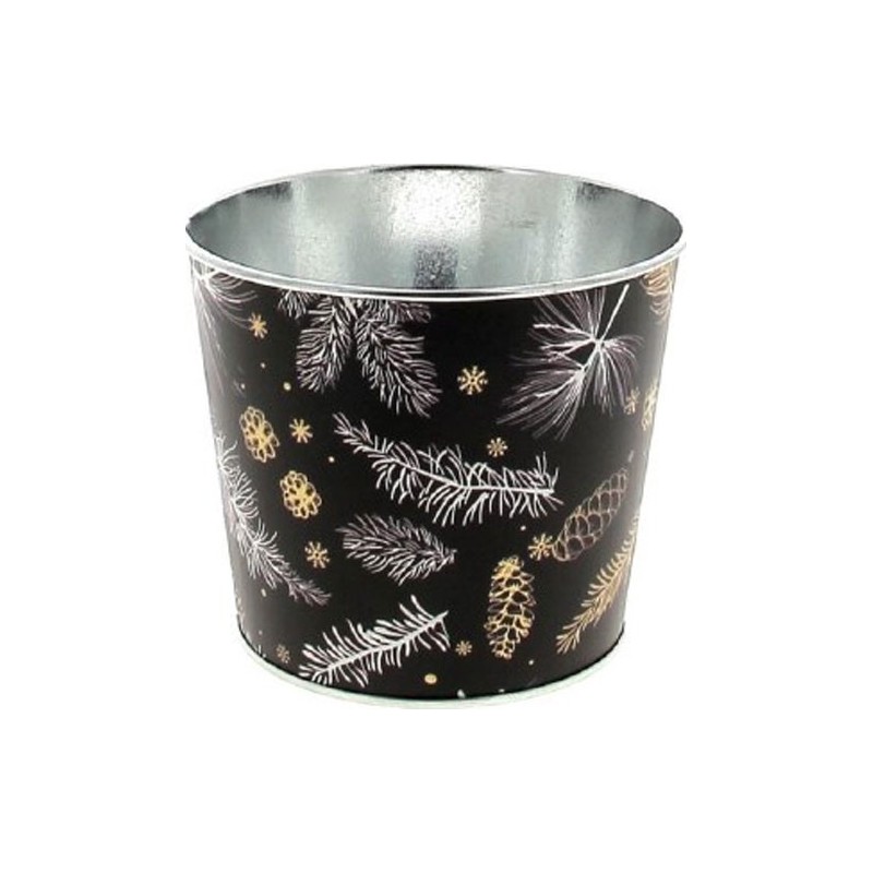 C.POT PIN D11.5 H9.5CM NOIR  NOEL