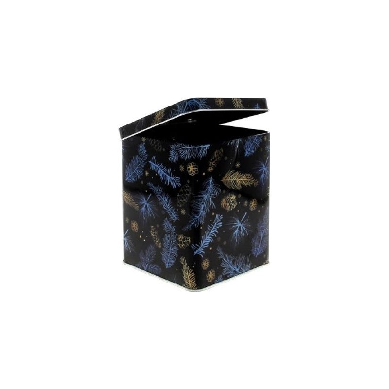BOITE PIN 12X12 H14.3CM BLEU  NOEL