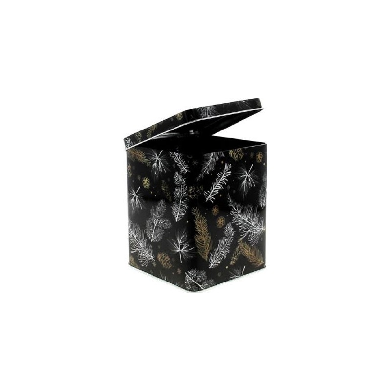 BOITE PIN 12X12 H14.3CM NOIR NOEL