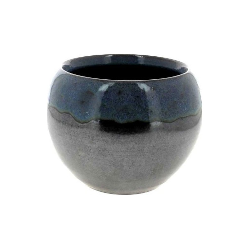 C.POT BOULE D21 H16CM NOIR REBORD BLEU
