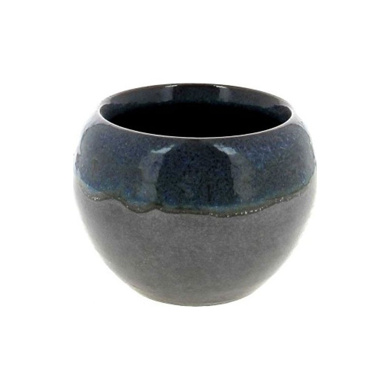 C.POT BOULE D16 H12.5CM NOIR REBORD BLEU