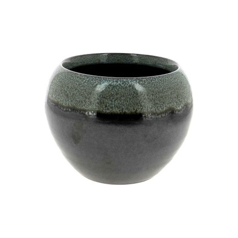 C.POT BOULE D21 H16CM NOIR REBORD VERT
