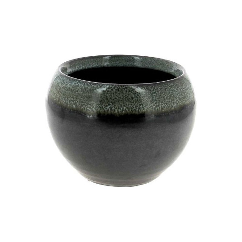 C.POT BOULE D19 H14CM NOIR REBORD VERT