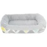 LIT DOUILLET SUNNY, CARRÉS, EN PELUCHE, 38 × 7 × 25 CM, MULTICOLORE/GRIS