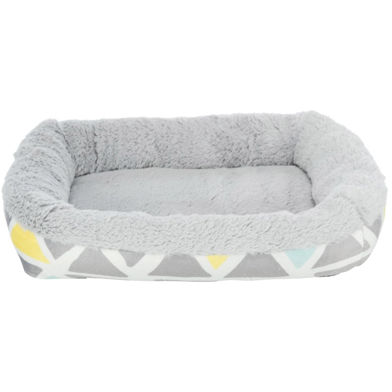LIT DOUILLET SUNNY, CARRÉS, EN PELUCHE, 30 × 6 × 22 CM, MULTICOLORE/GRIS