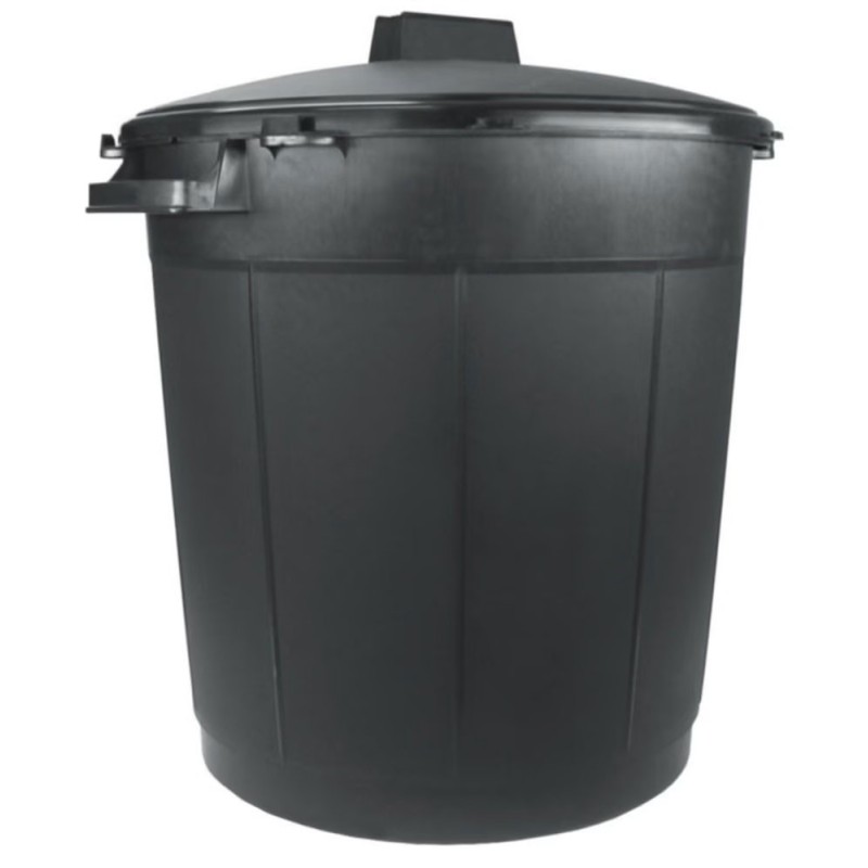 POUBELLE 80 LITRES NOIRE + COUVERCLE