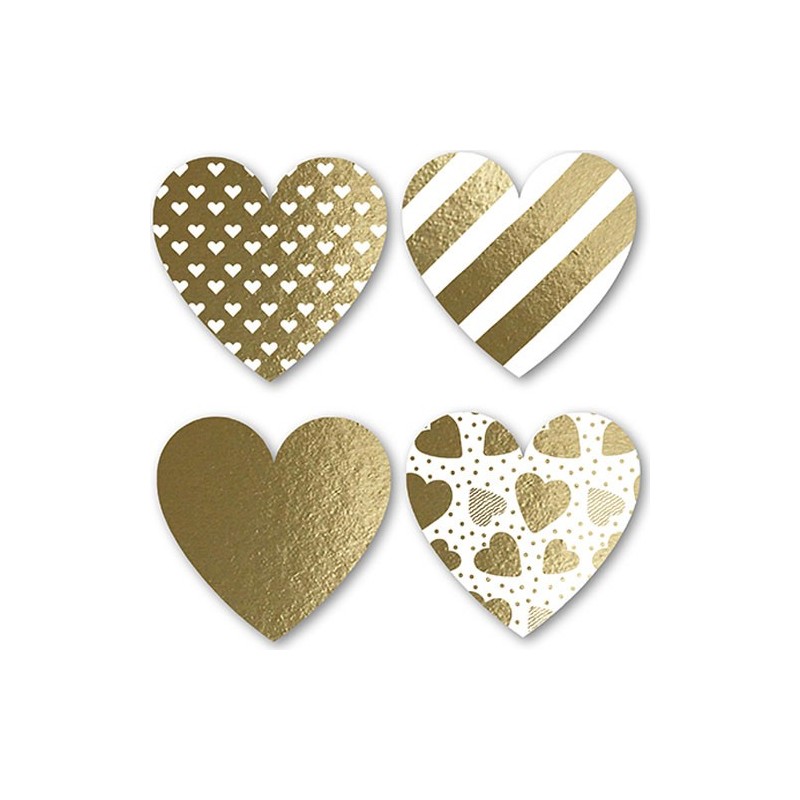 ETIQUETTES CŒUR BRILLANT 4 MOTIFS D40MM BOITE DE 500