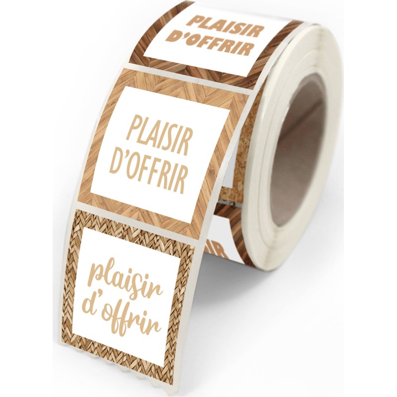 ETIQUETTES PLAISIR D'OFFRIR 4 MOTIFS 40X35 MM BOITE DE 500