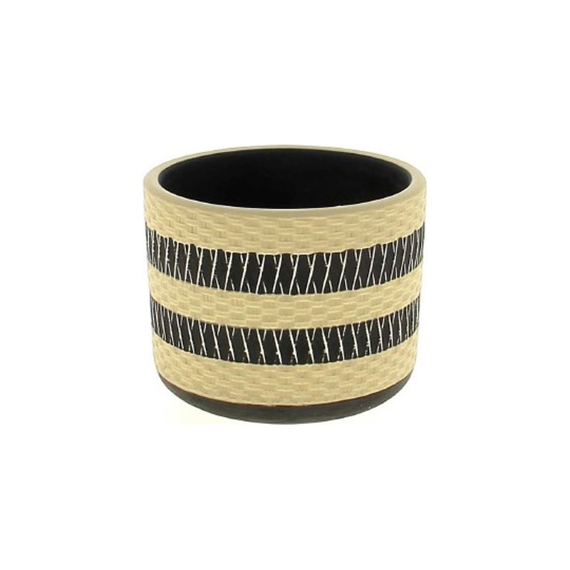 C.POT BEIGE & NOIR D10 H8CM