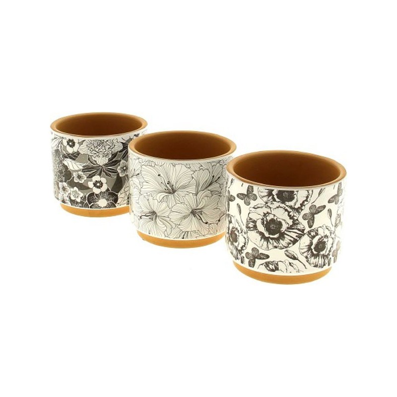 C.POT ASST 3 DESIGNS BLANC&NOIR D9 H8CM