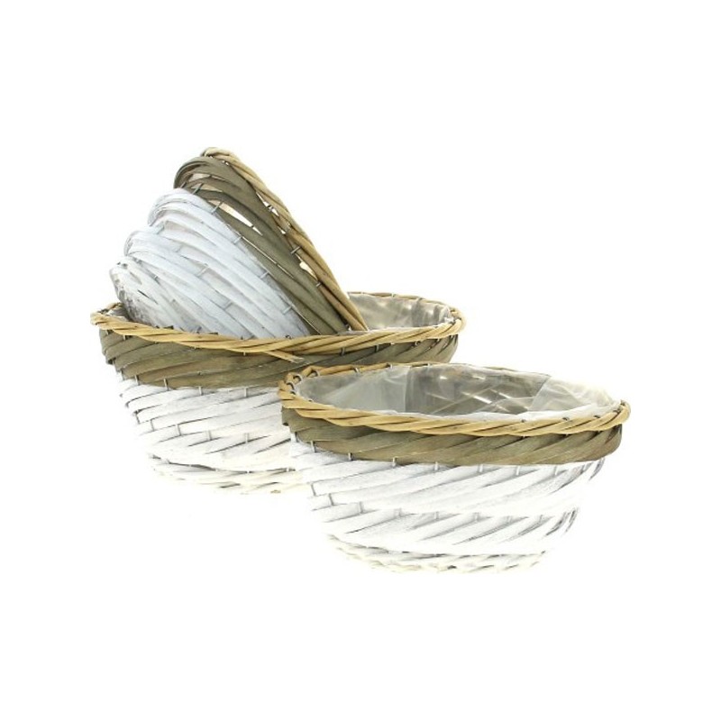 VANNERIE OVALE S/3 GRIS/BLANC S:32*24H15 M:27*20H14 S:23*16H13