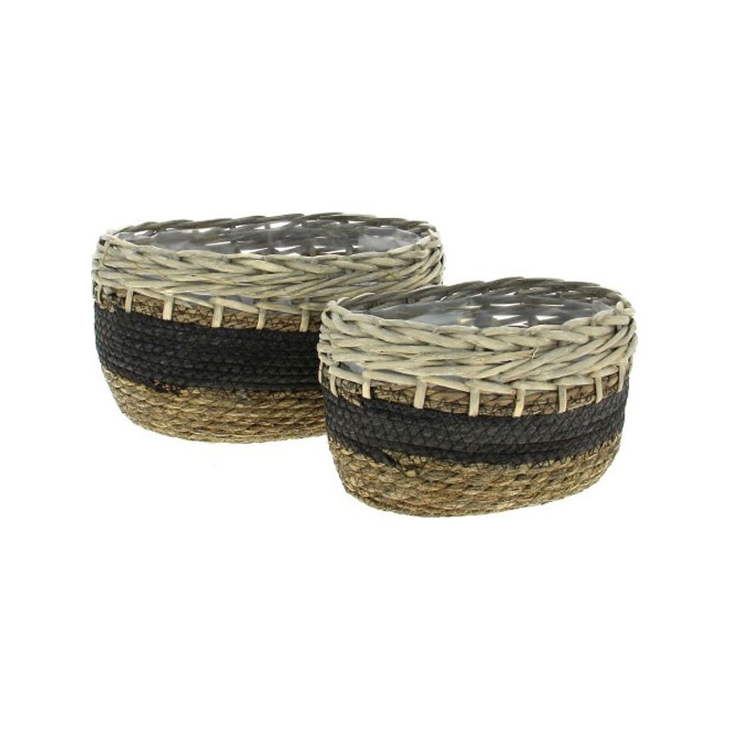 VANNERIE OVALE S/2 GRIS L:29*23H16 S:23*17H13