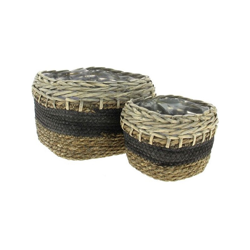 VANNERIE CARREE S/2 GRIS L:24*24H16 S:16*16H12