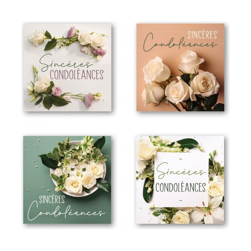 ETIQUETTES CONDOLEANCES 4 MOTIFS D35MM BOITE DE 500
