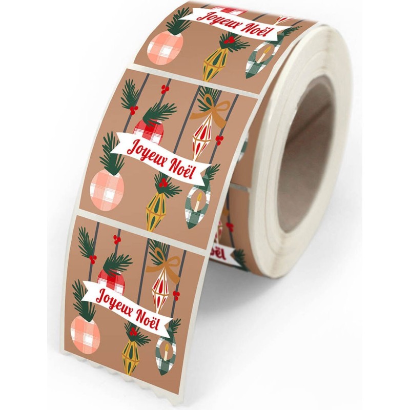 ETIQUETTES JOYEUX NOEL 40X35 MM BOITE DE 500
