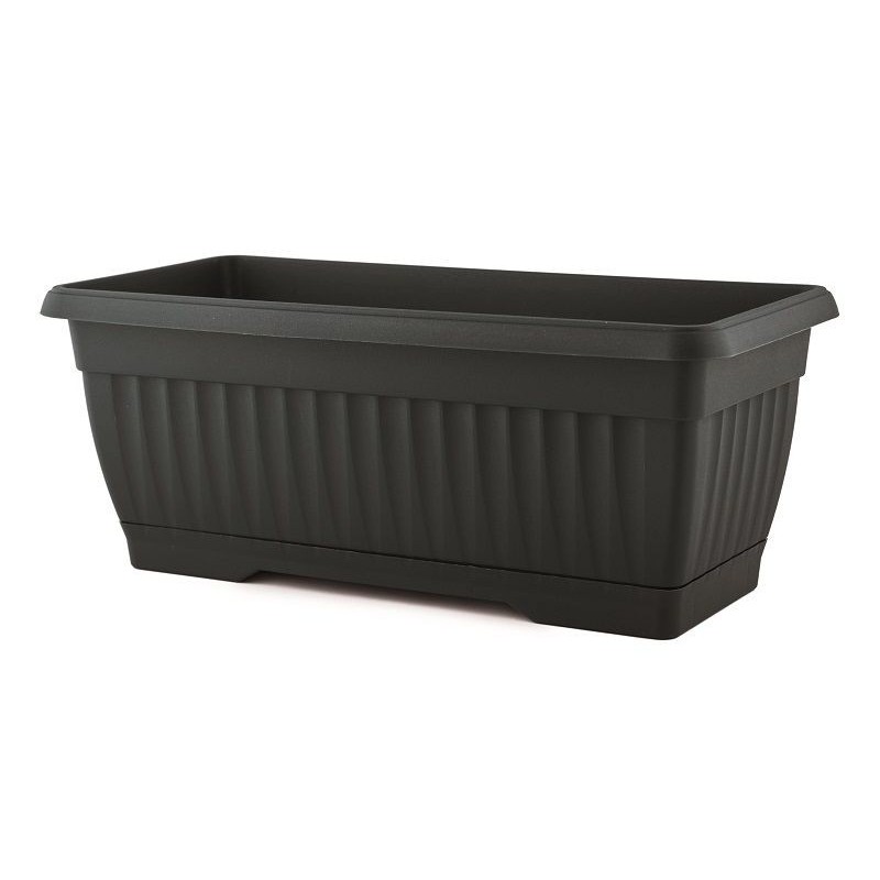 BAC À FLEURS MEDITERAN AVEC SOUCOUPE 62X20X17H  ANTHRACITE