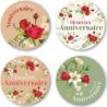 ETIQUETTES JOYEUX ANNIVERSAIRE 4 MOTIFS D35MM BOITE DE 500