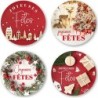 ETIQUETTES JOYEUSES FETES 4 MOTIFS D35MM BOITE DE 500