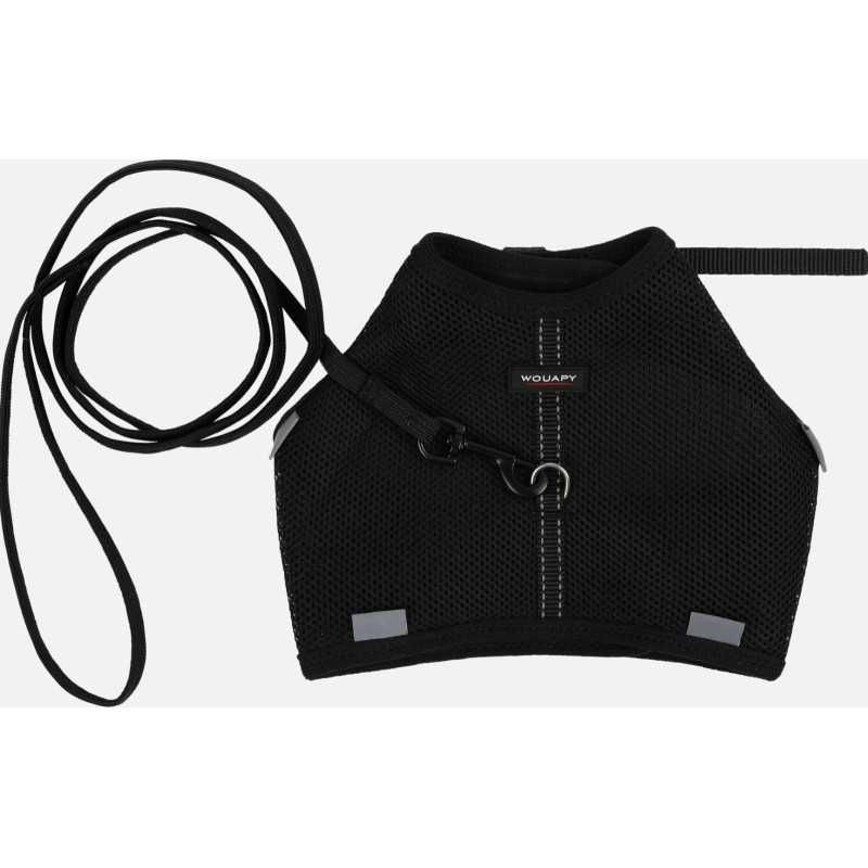 HARNAIS SOFT CHAT  + LAISSE 10*120 MM NOIR